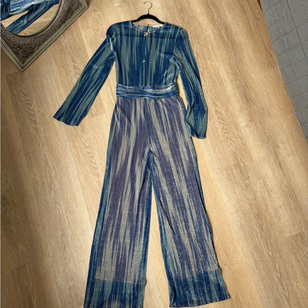 Mustard Seed Blue Ombre Jumpsuit with Wide-Leg Pants
